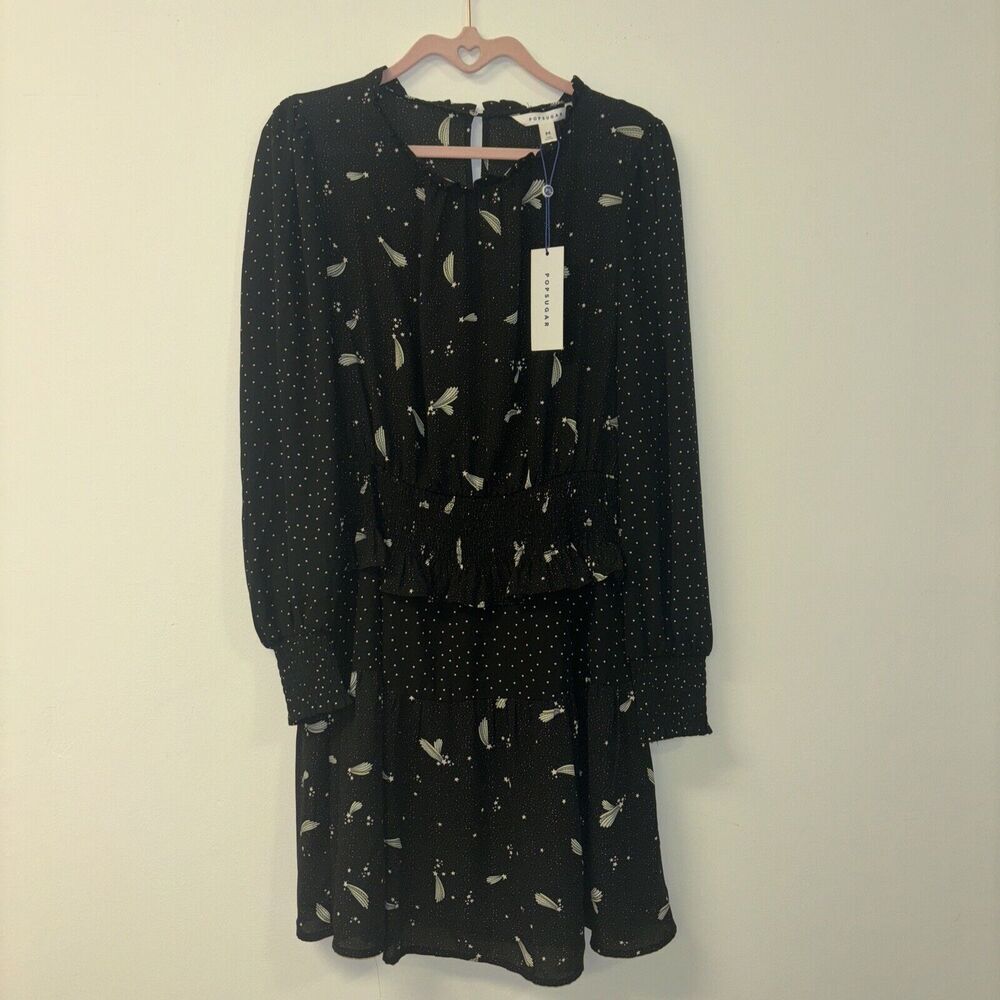 Popsugar Women’s Babydoll Dress Sz Med Ruffle Stars Polk spring indie emo‎ goth